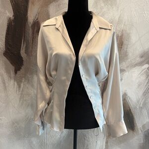 Zara Cream Button-Up Blouse